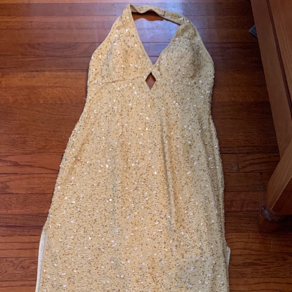 Gold Beaded Formal Dress